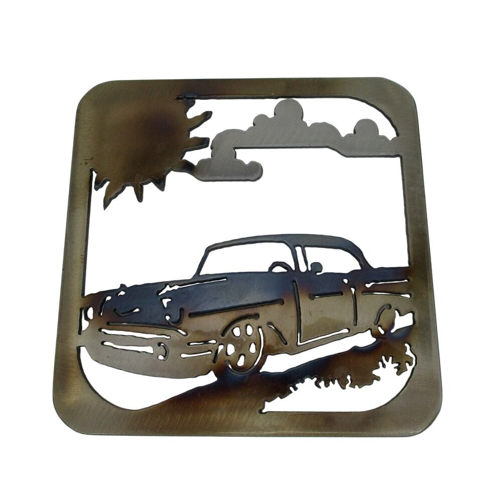 Vintage Car Trivet Metal Art, Metal Trivet, Car Decor, Heat Treat Metal Art